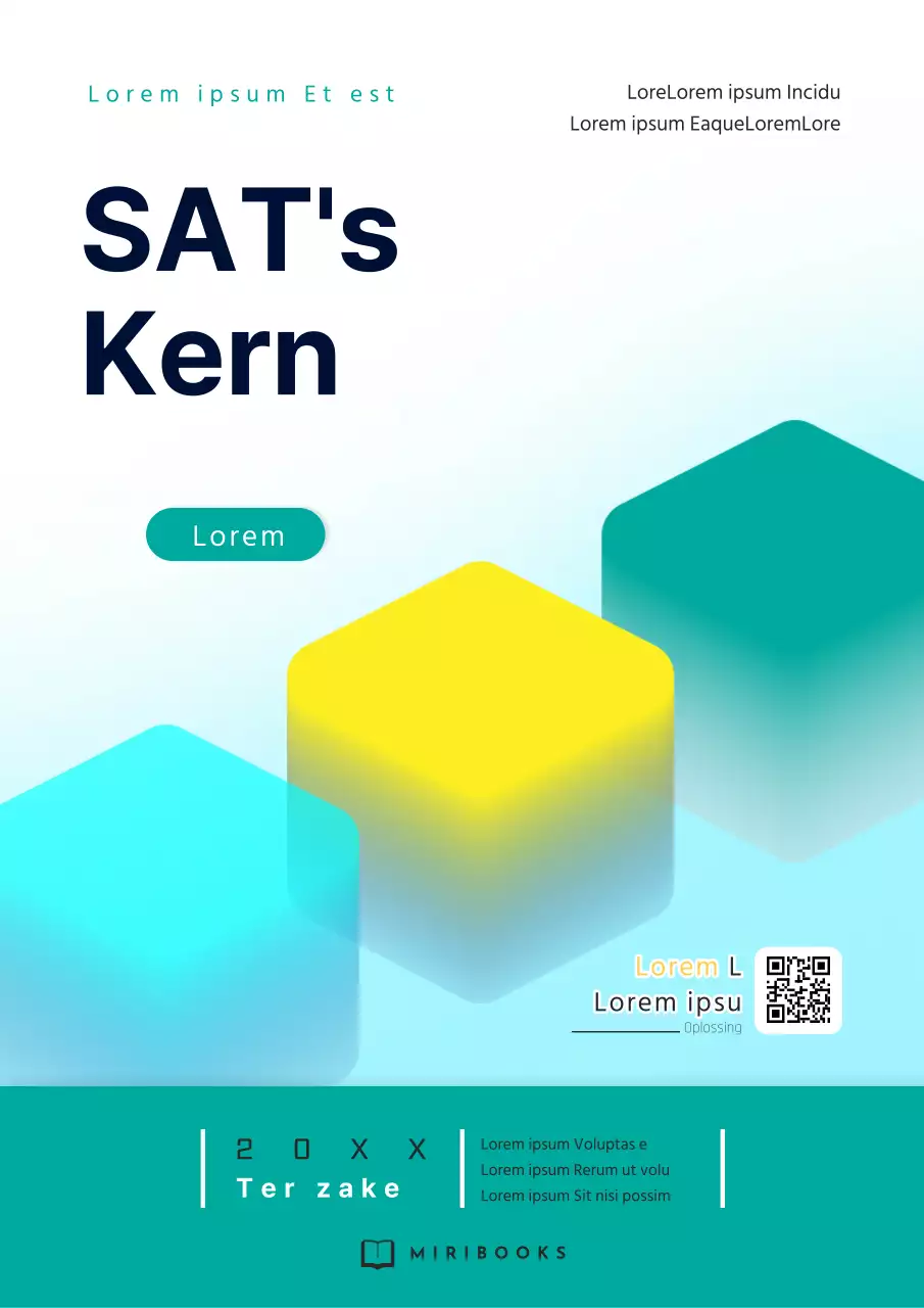 Eenvoudig wiskundeboek voor middelbare school in mint en lichtblauw