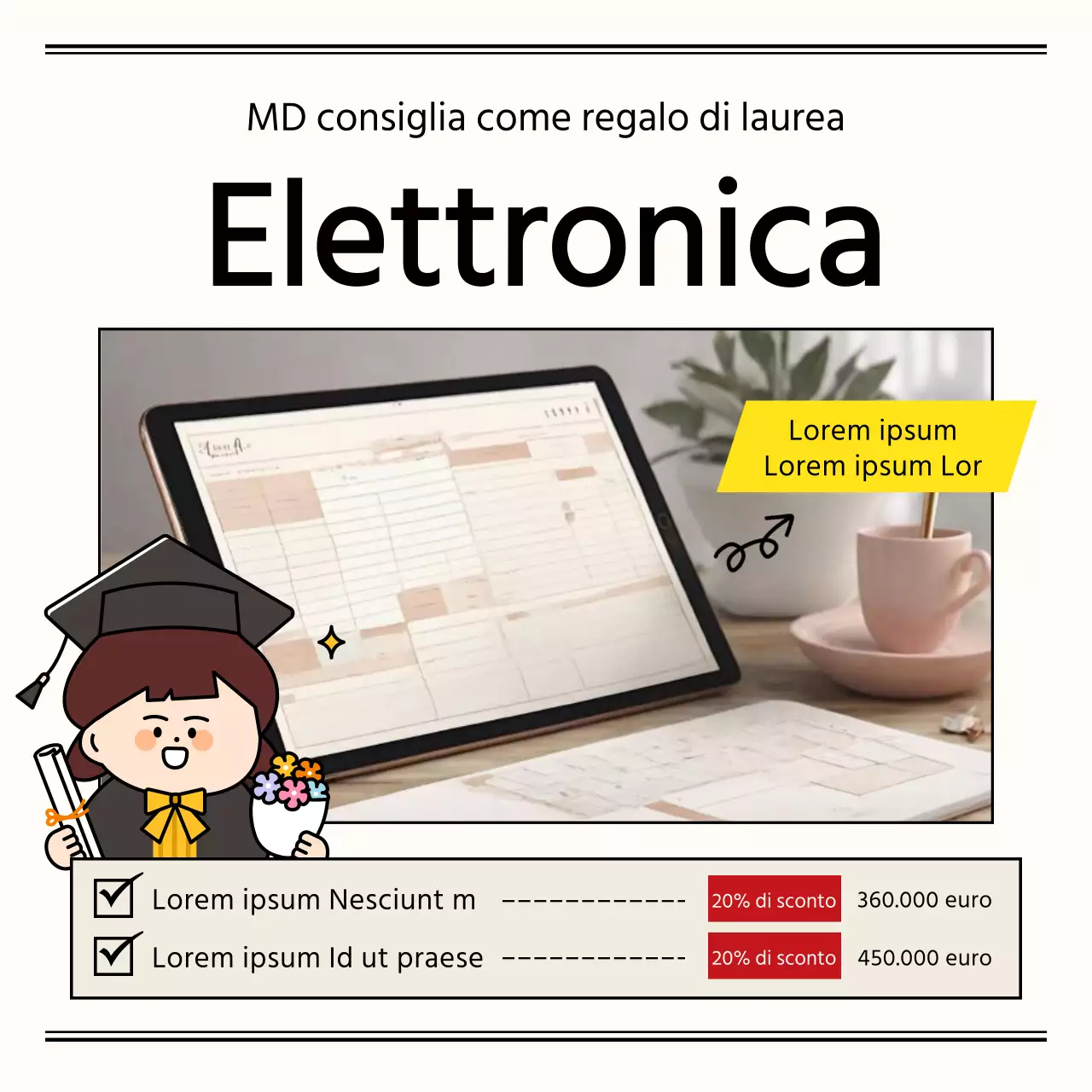 Promuovere regali di laurea semplici in nero e avorio