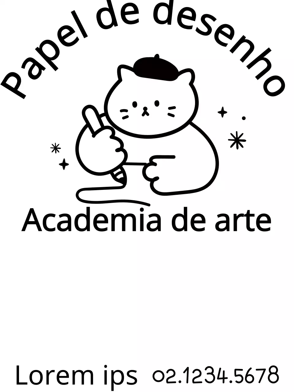 Promoção da escola de arte com ilustrações de gatos giros