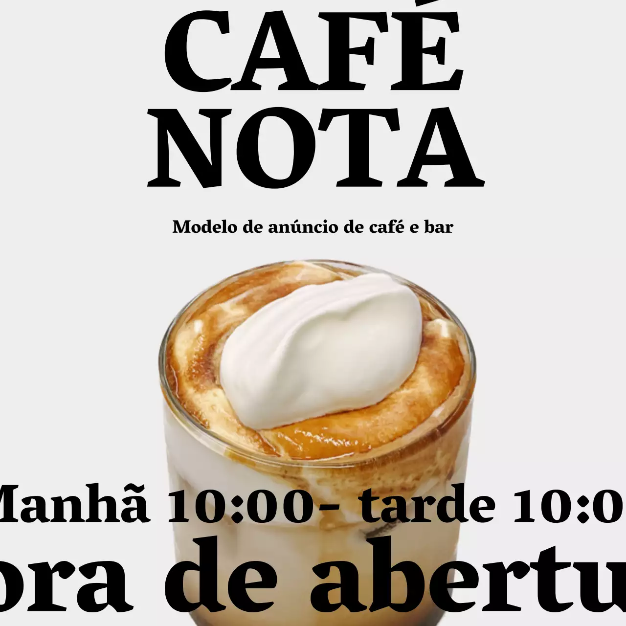 Anúncio de café minimalista em cinzento e preto e branco