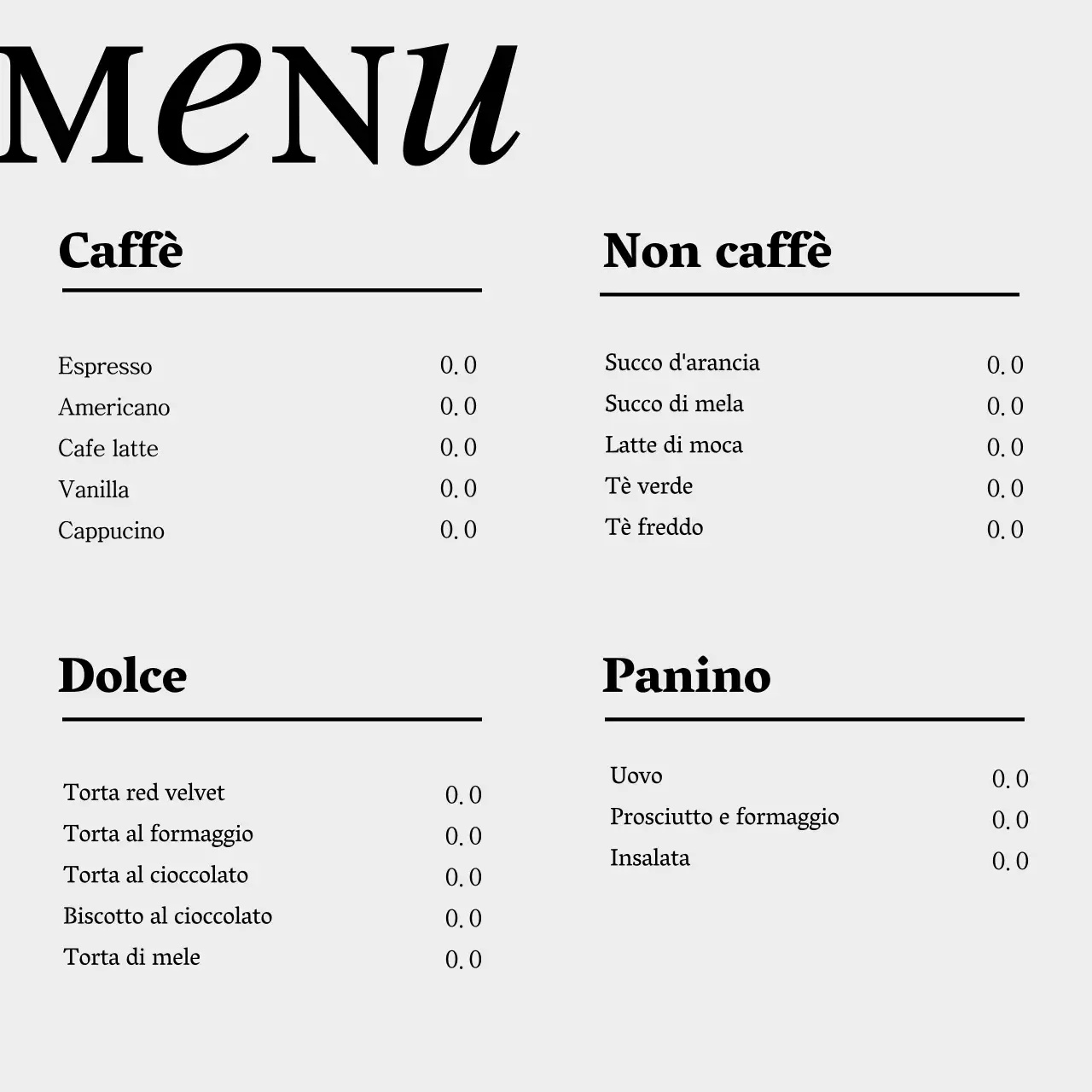 Annuncio di caffè minimalista in grigio e bianco e nero