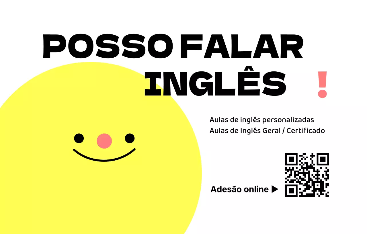 Promoção de uma escola de inglês com várias ilustrações