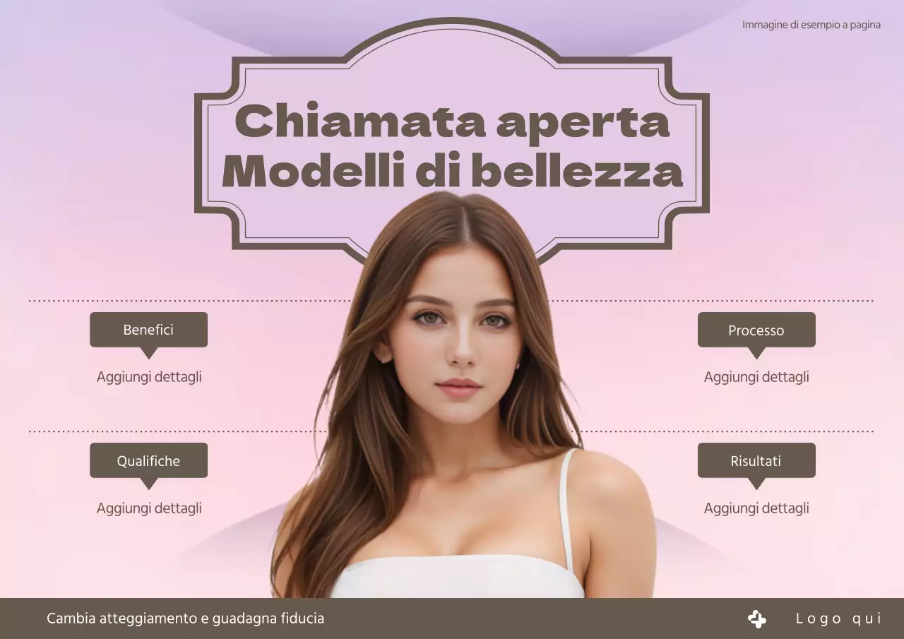 Pubblicità per il reclutamento di modelli di lusso in rosa e marrone