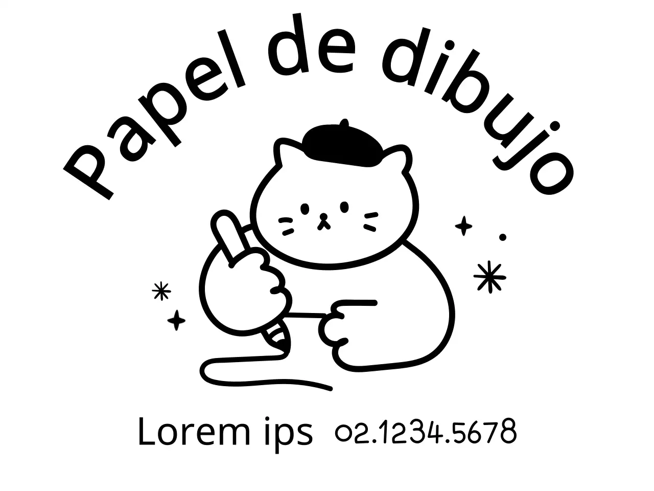 Promoción de una escuela de arte con simpáticas ilustraciones de gatos