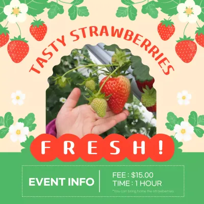 Promote a red and green strawberry picking farm