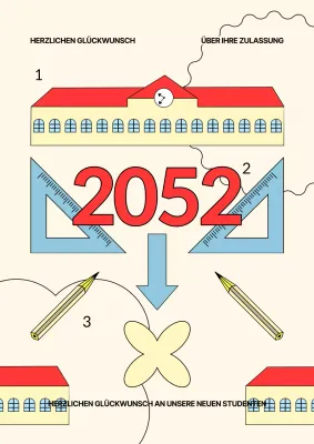 Eine geometrische gelbe und rote Aufnahmefeier Post