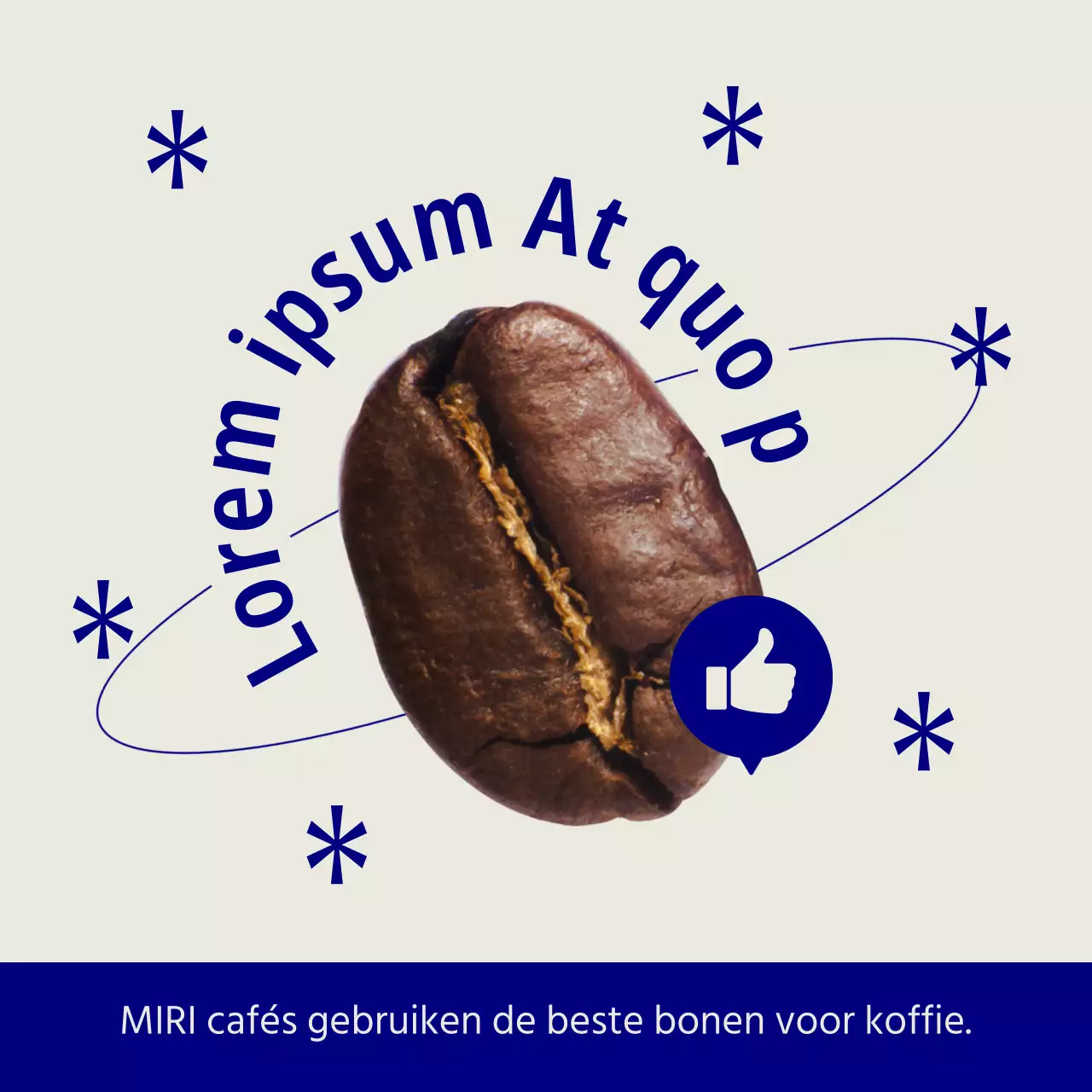 Een eenvoudig blauw en wit café reclamebord