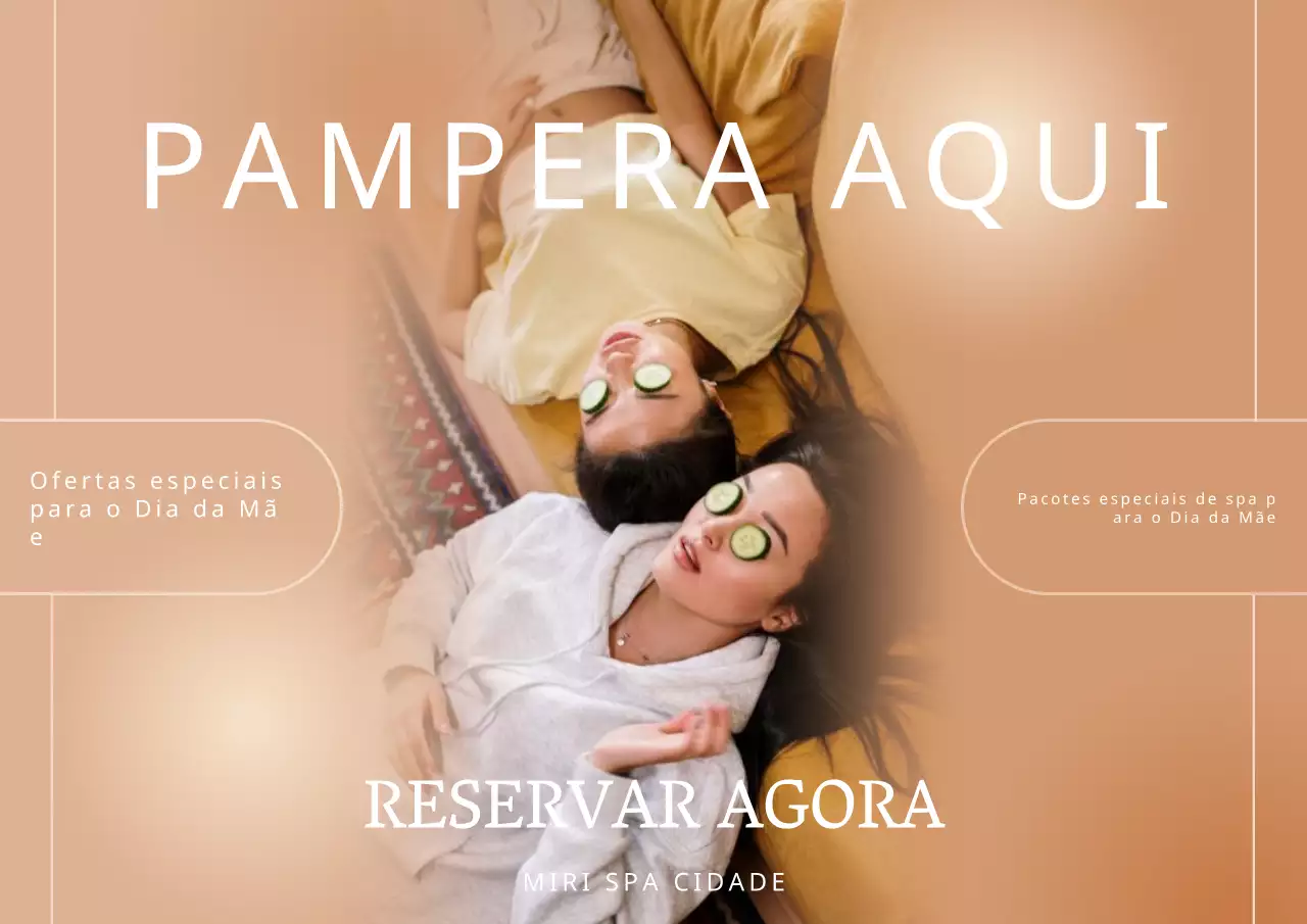 Anúncio de evento de spa bege e branco minimalista para o Dia da Mãe