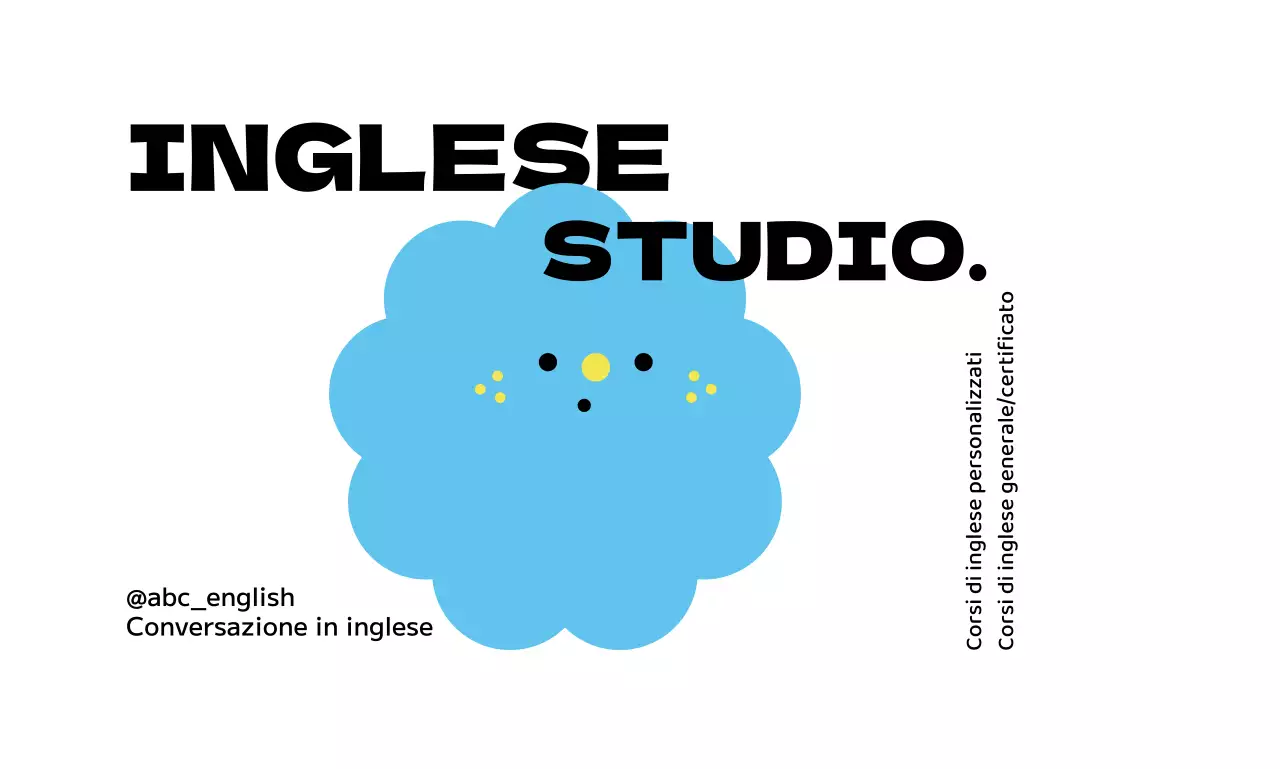 Promozione della scuola di lingua inglese con varie illustrazioni