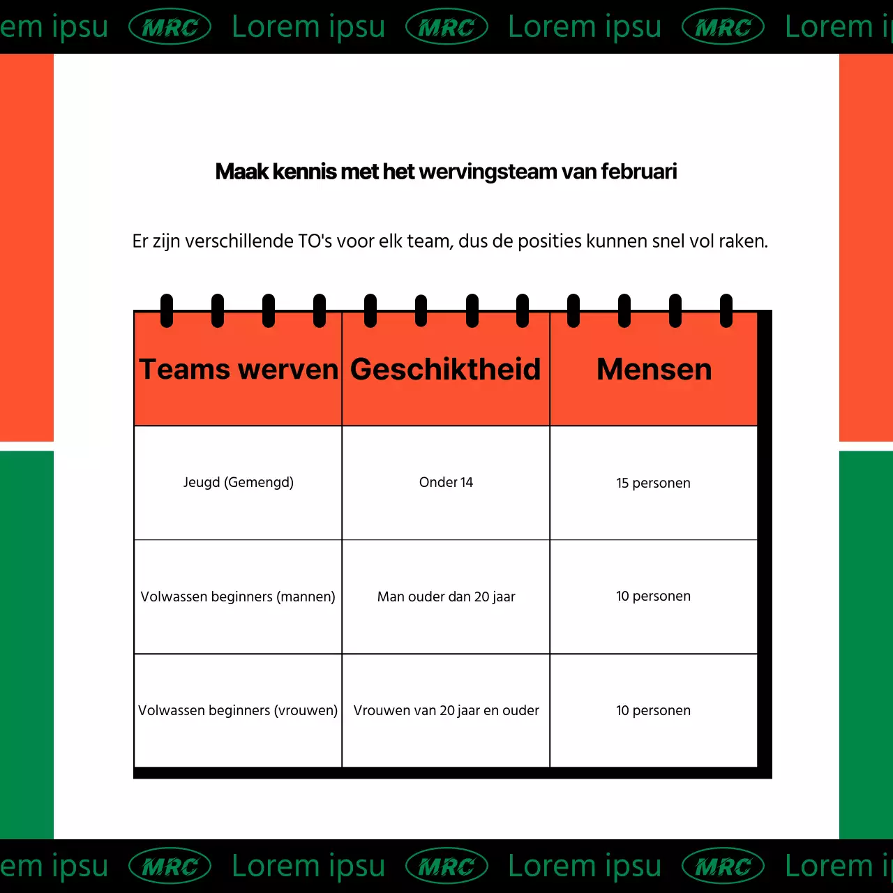 Leden werven voor een kitscherige oranje hardloopclub