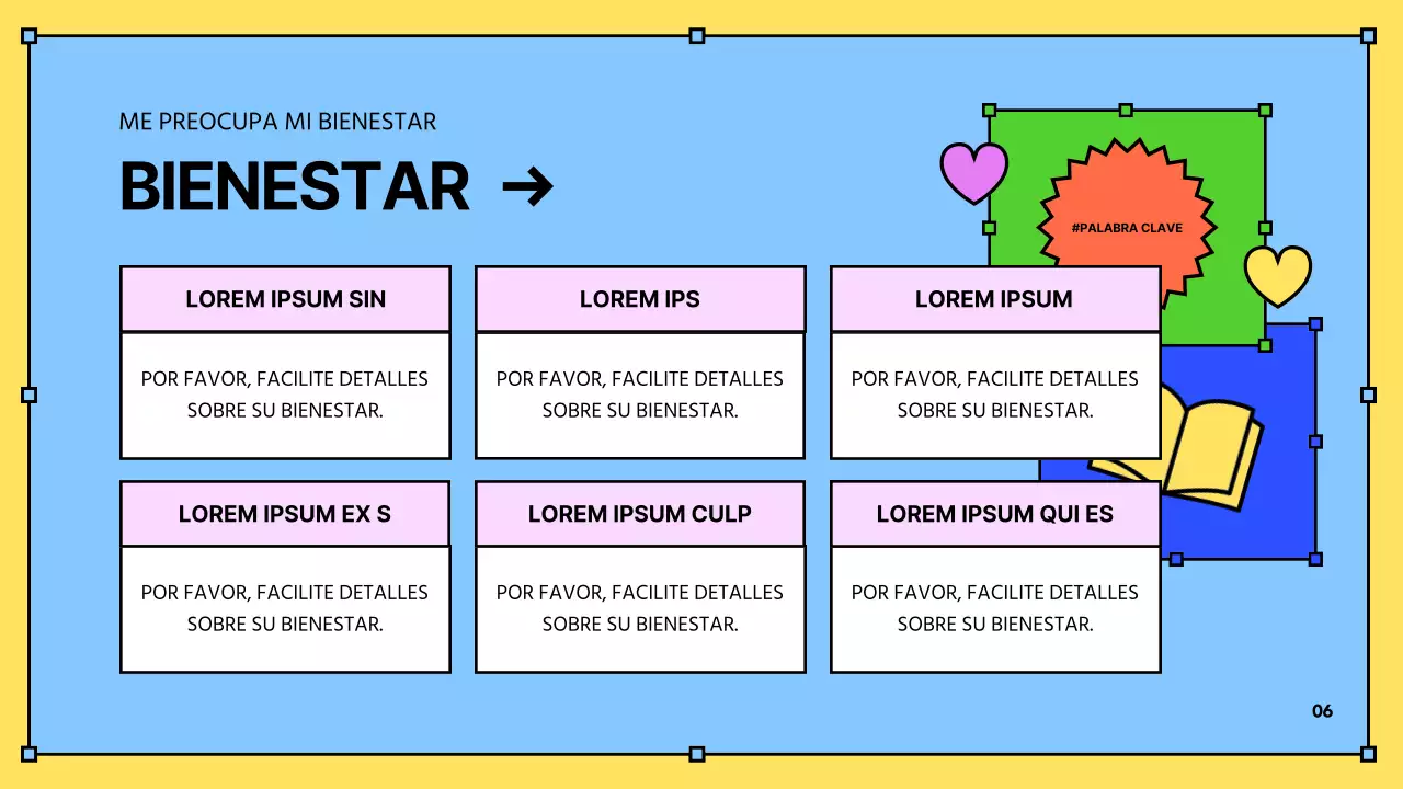 Kitschy amarillo y azul de recursos humanos materiales de formación de nuevos empleados