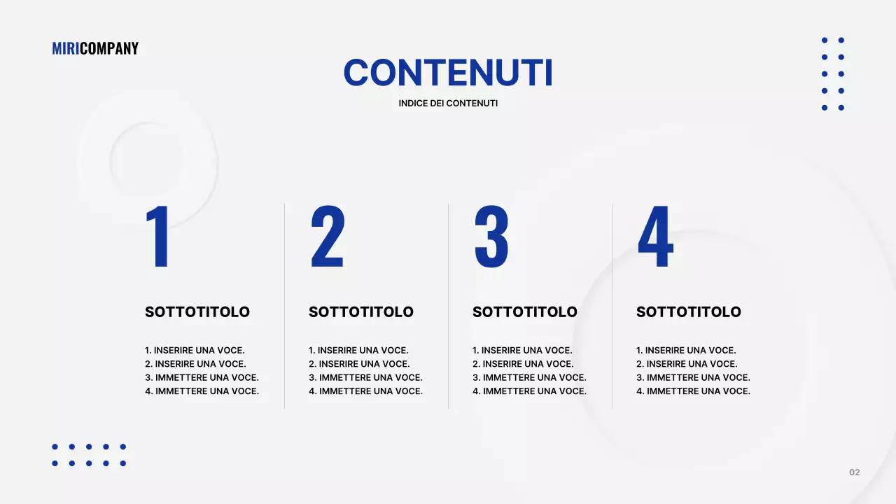 Presentazione aziendale minimalista in bianco e blu navy