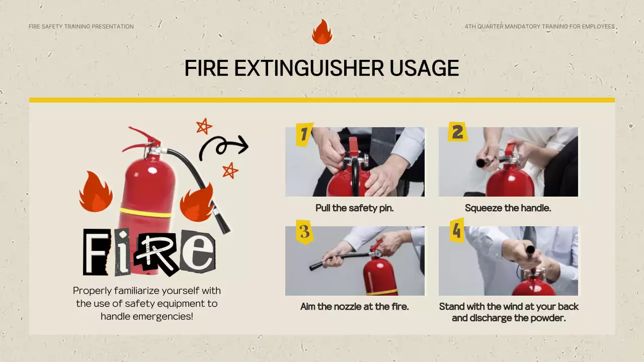 노란색 현대식 화재 훈련 프레젠테이션