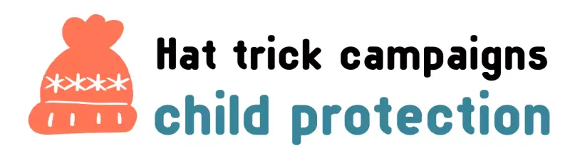 Logo chiến dịch với hình minh họa mũ dệt kim dễ thương