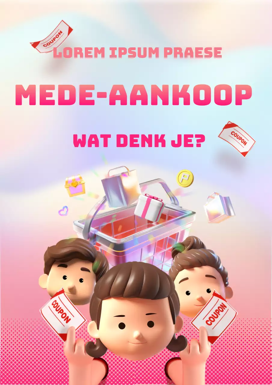 Stijlvolle co-buy advertentie met oranje en roze tekst