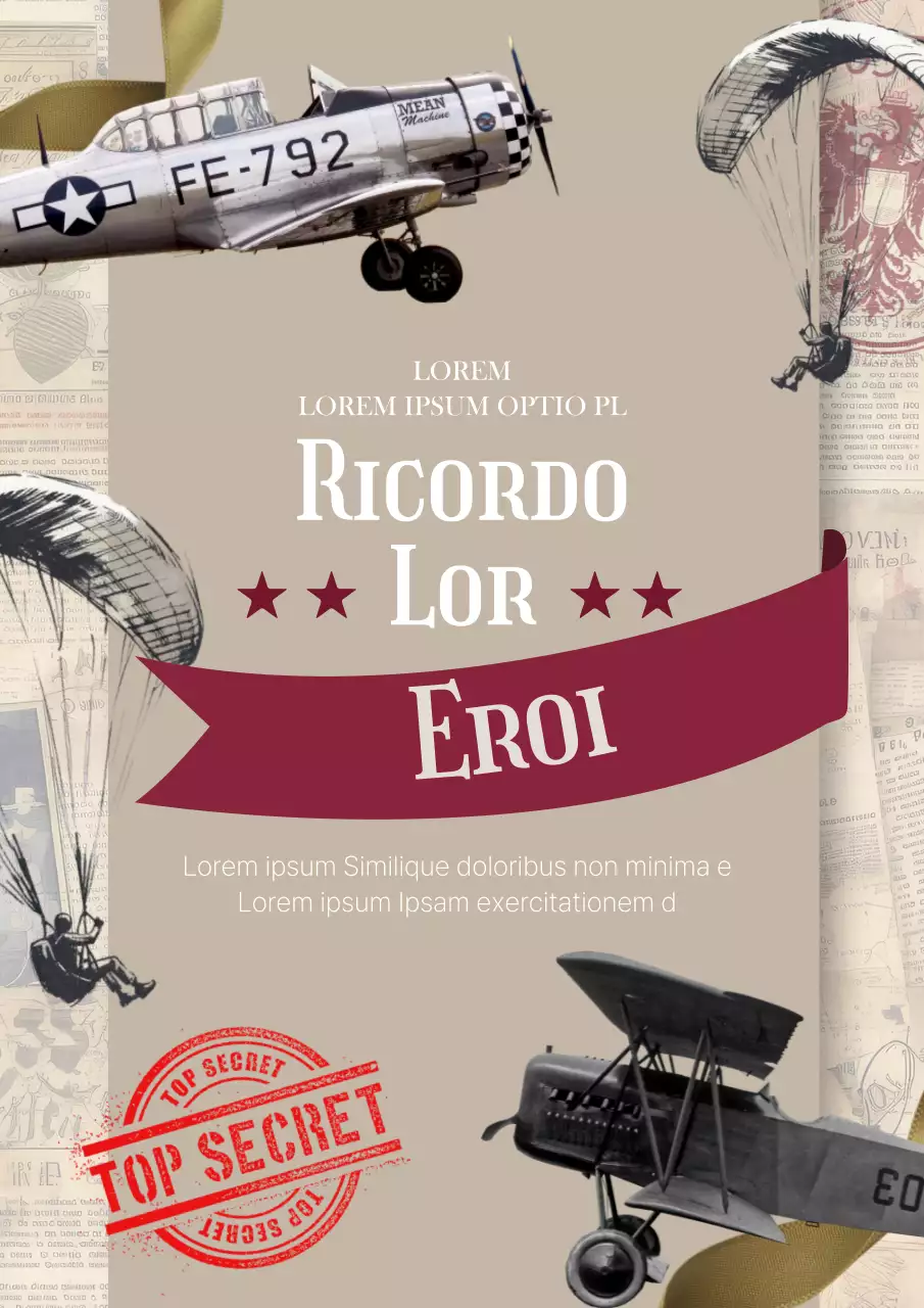 Pubblicità d'epoca beige e rossa per la Giornata della Memoria