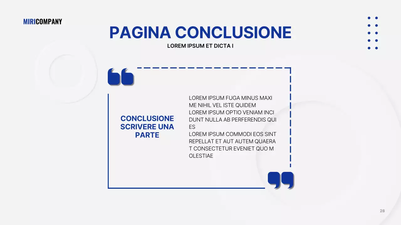 Presentazione aziendale minimalista in bianco e blu navy