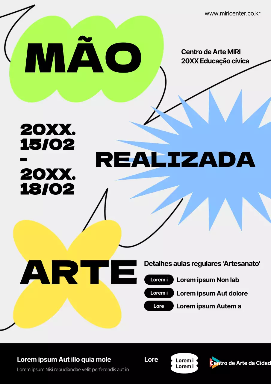 Anúncios de turma amarelos e azuis, feitos à mão e na moda