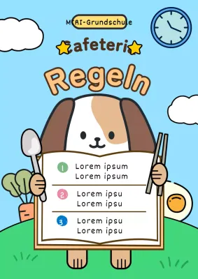 Niedliche Grundschule Klassenzimmer Regeln Leitfaden in hellblau