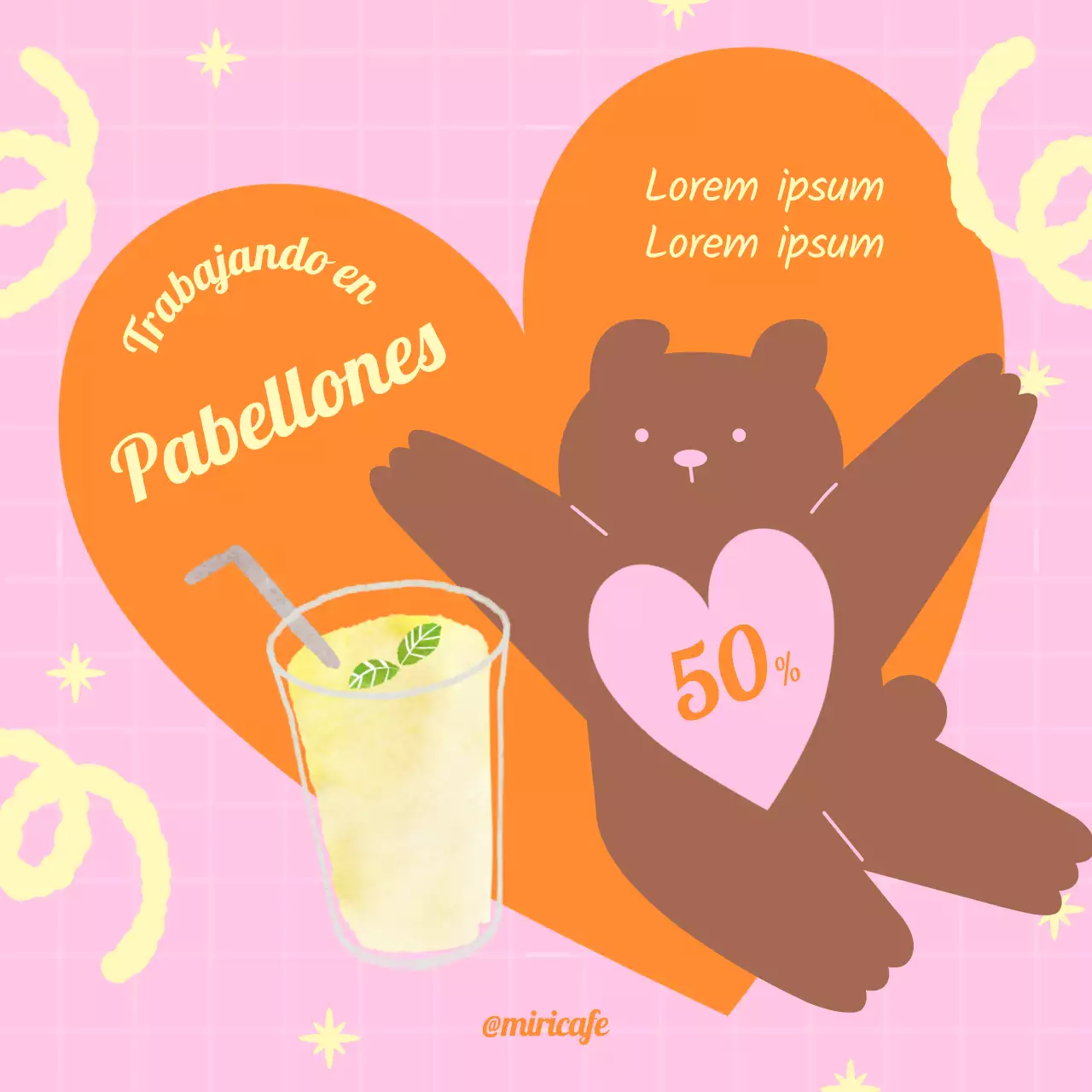 Un bonito anuncio de la colección de anuncios de café en naranja y rosa