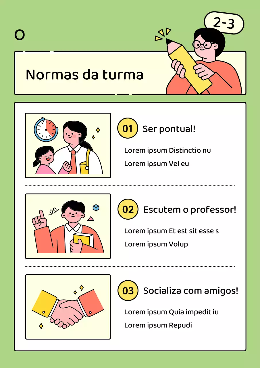 Um guia simples, a cores, sobre as regras da sala de aula do ensino básico