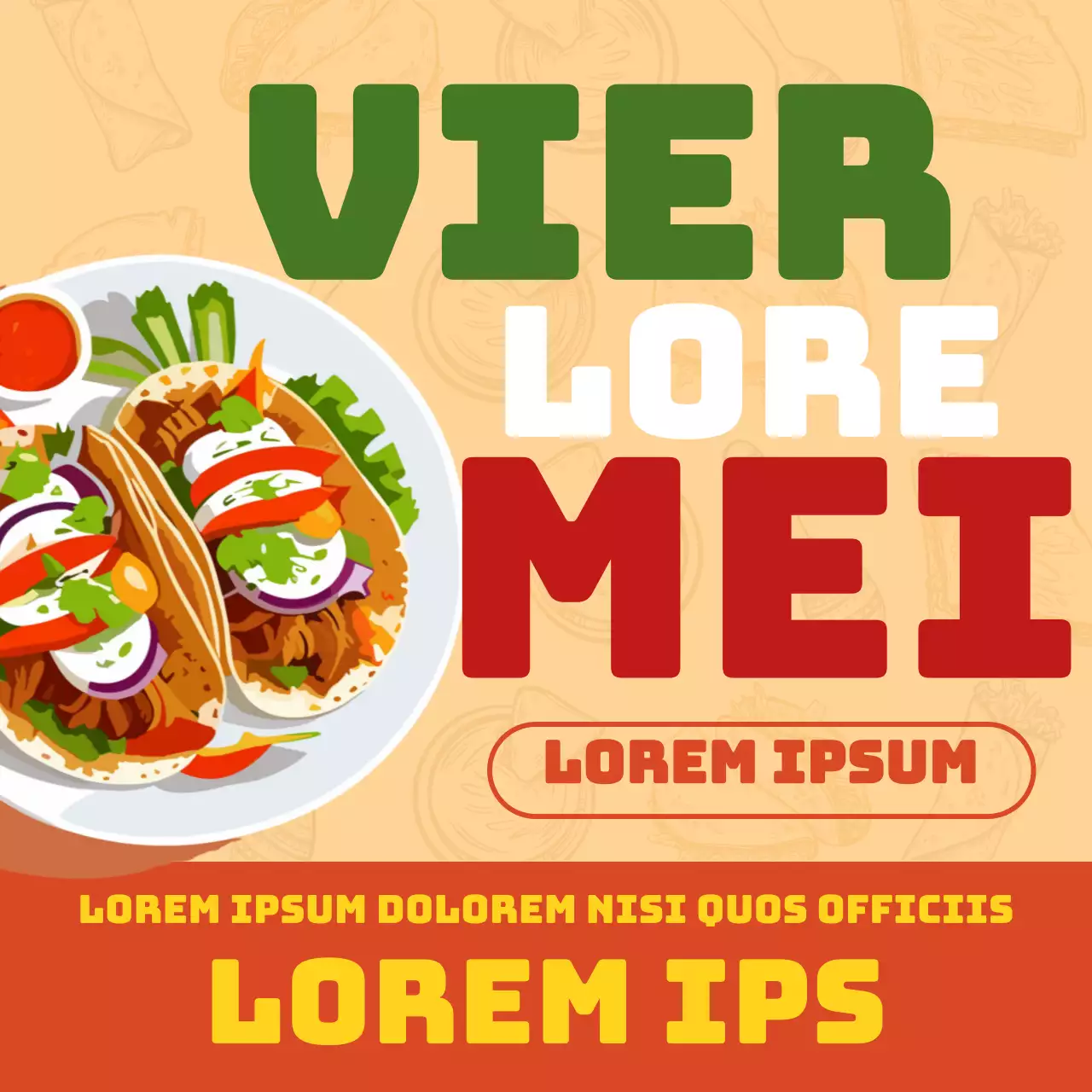 Oranje en Gele Kitsch Cinco de Mayo Gastronomie Publiciteit