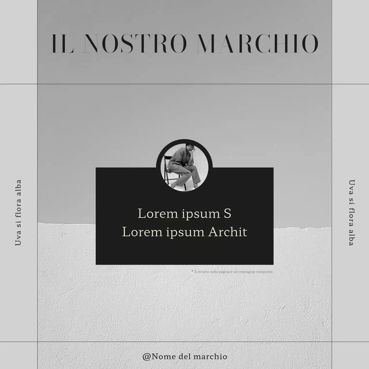 Marketing di un moderno marchio di abbigliamento di moda in bianco e nero