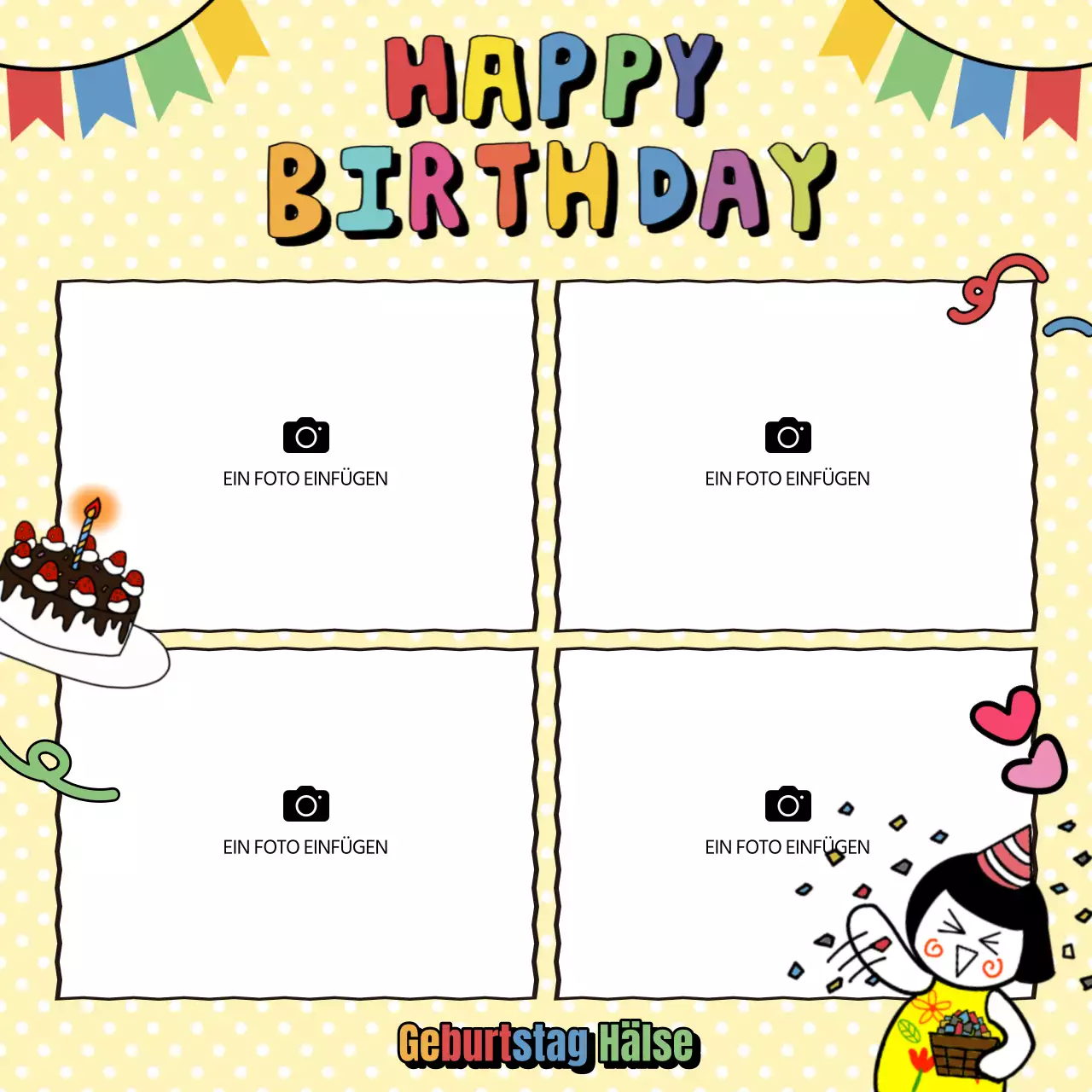 Eine niedliche Schnappschuss-Anzeige mit gelbem Hintergrund