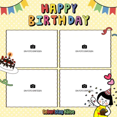 Eine niedliche Schnappschuss-Anzeige mit gelbem Hintergrund