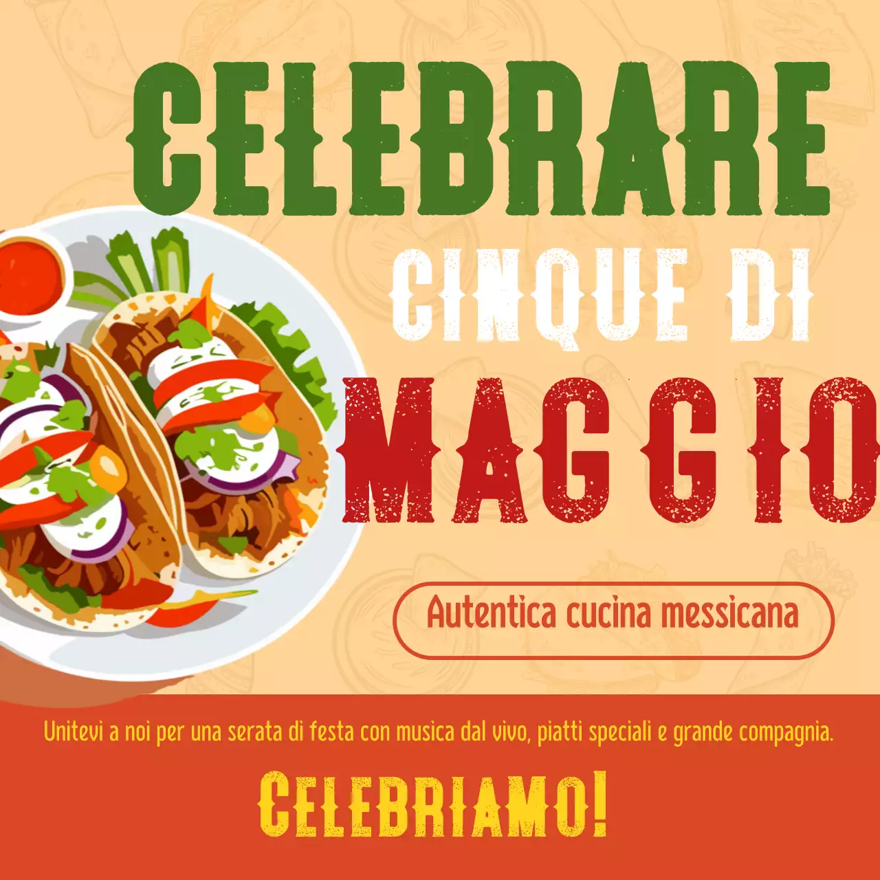 Cucina arancione e gialla kitsch Cinco de Mayo Pubblicità