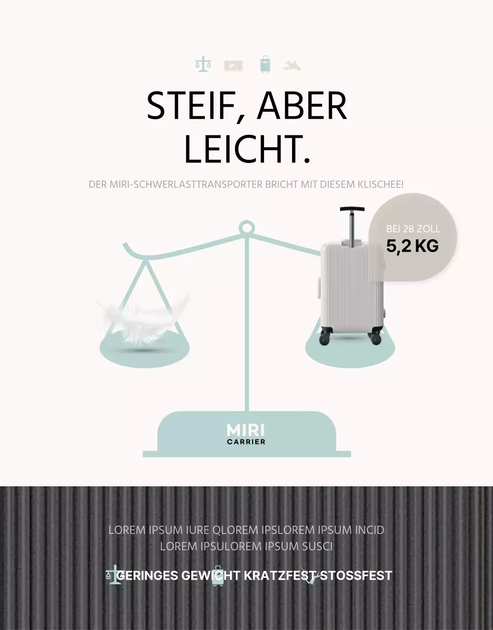 Förderung eines einfachen Reiseträgers in Minze und Elfenbein