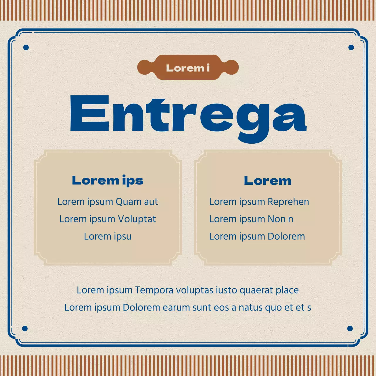 Anuncio de cafetería retro en marrón y azul