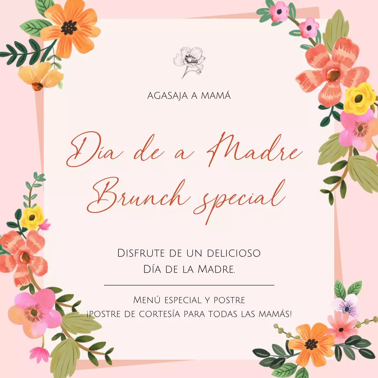 Elegante brunch rosa y verde para el Día de la Madre Publicidad