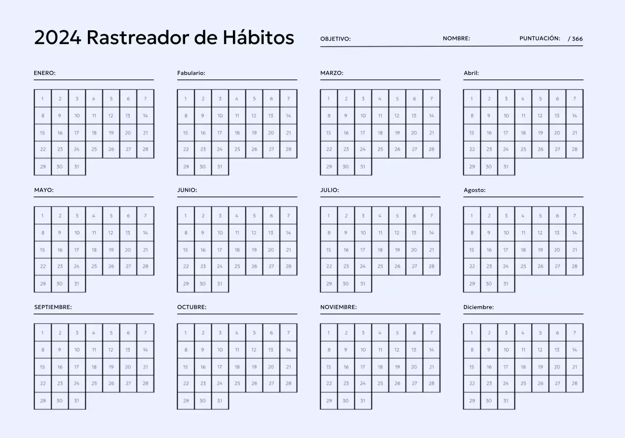 Diseña un seguimiento anual de hábitos que puedas marcar cada mes
