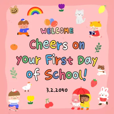Pink Playful School Announcement Social Media Post