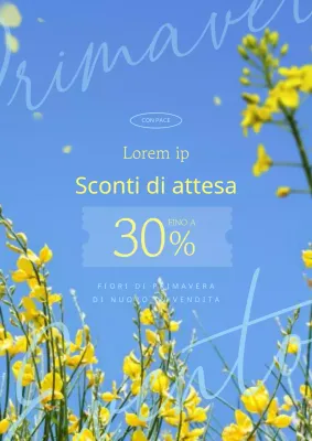 Promuovere una semplice vendita primaverile in giallo e azzurro