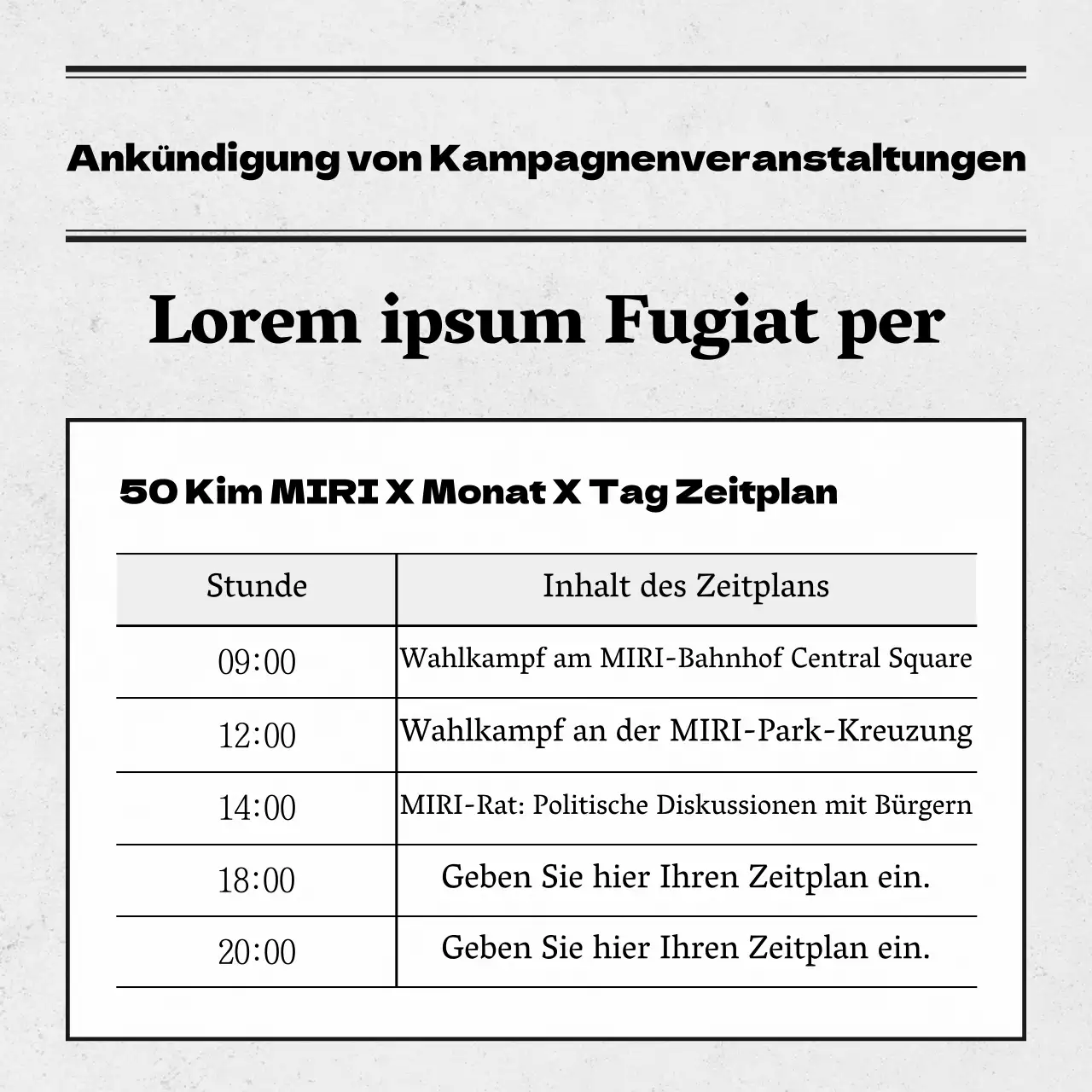 Schwarz und weiß, einfache Wahlwerbung