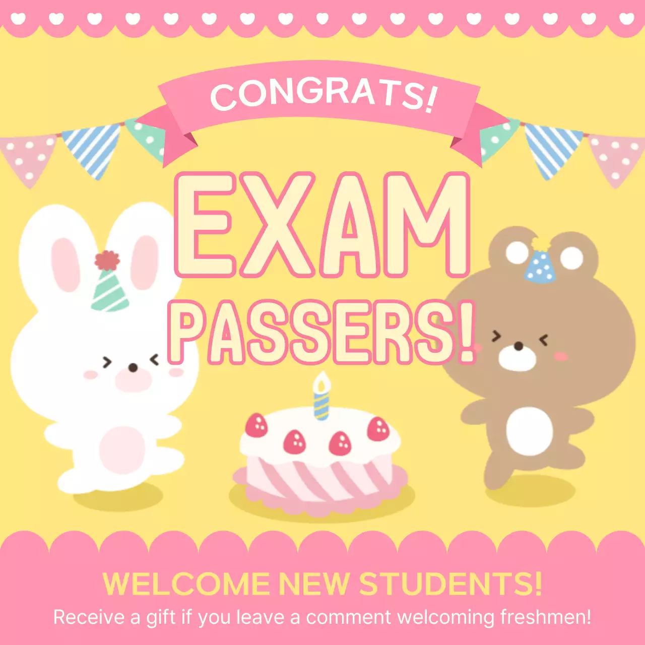 Yellow Cute Exam Announcement Social Media Post