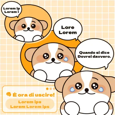 Bolle di dialogo arancioni e nere per lo studio dell'inglese.