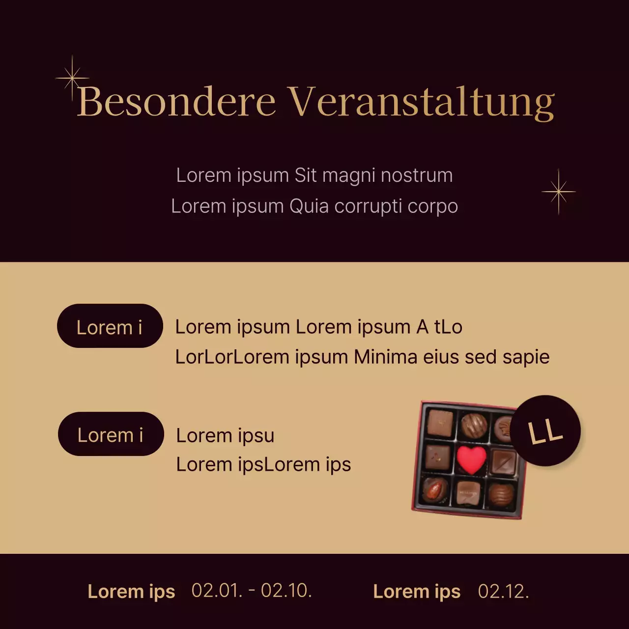 Flyer zum Valentinstag in Braun und Beige mit einem Hauch von Klasse