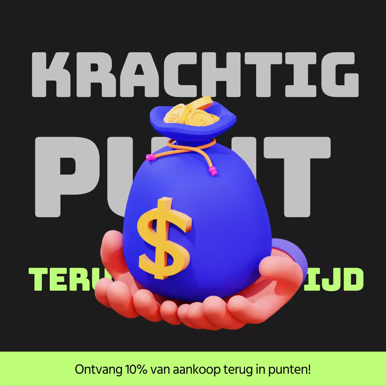 Cyberpunk points payback post in zwart en limoengroen