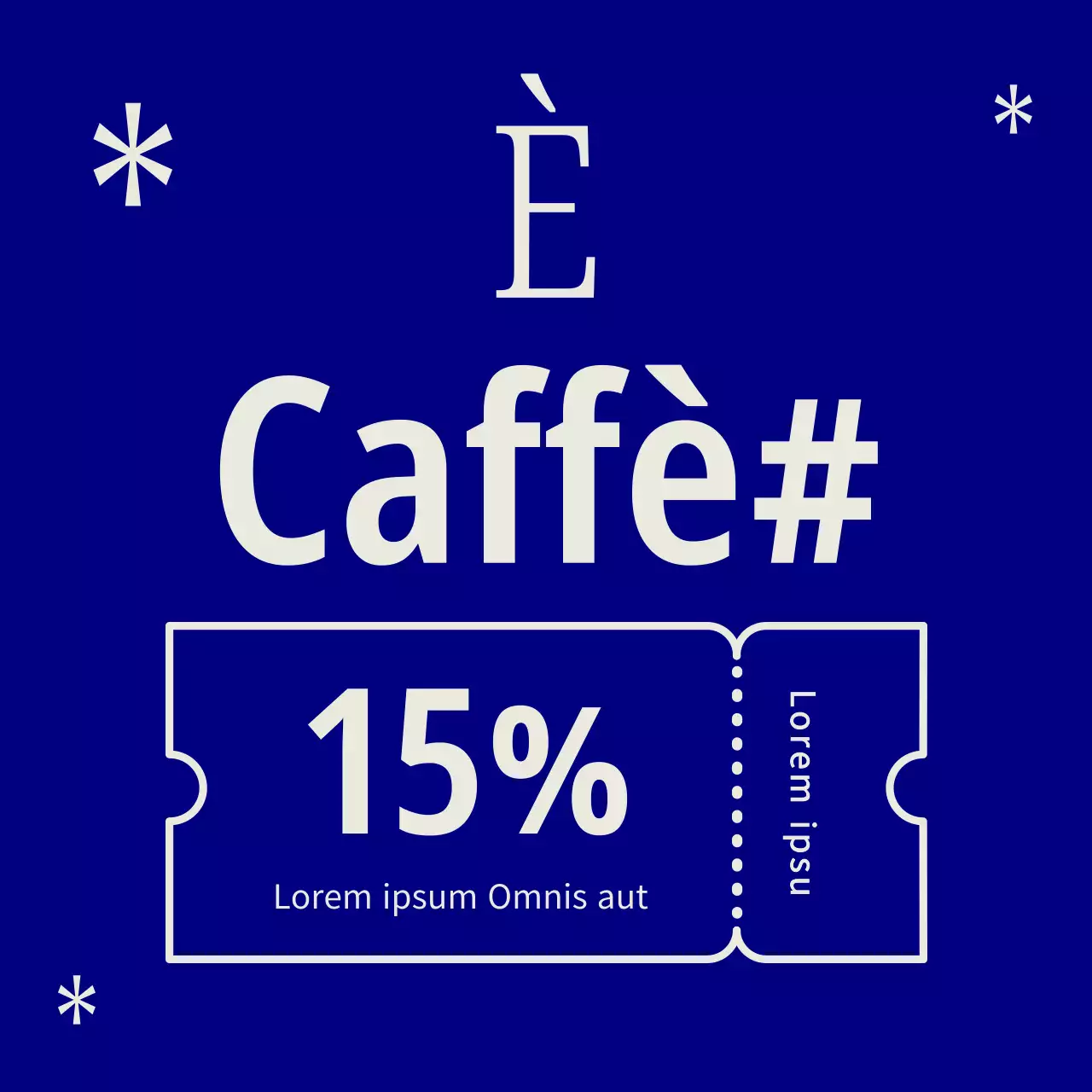 Una semplice bacheca blu e bianca per gli annunci di un caffè