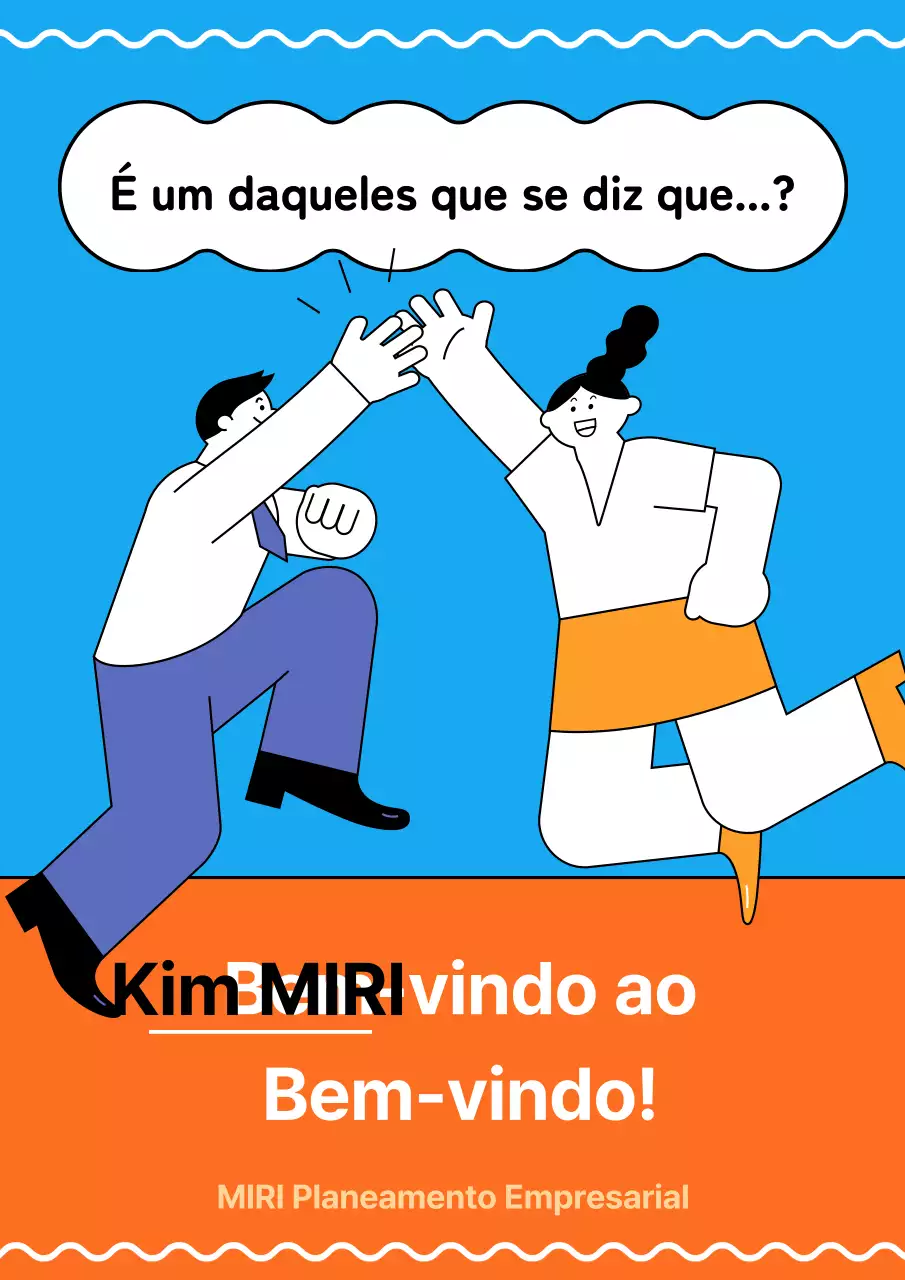 Um post de boas-vindas ao trabalho em laranja e azul kitsch