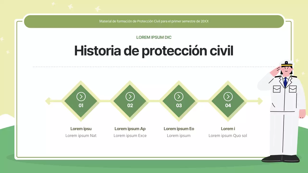 Formación moderna de protección civil en verde y verde lima.