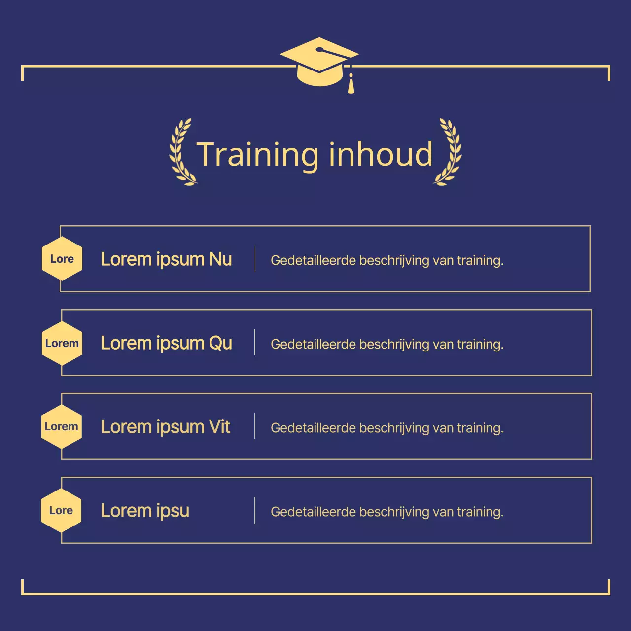 Een klassieke afstudeerpaal in marineblauw en goud