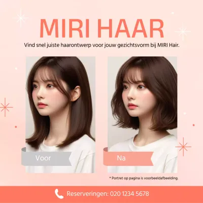 Een moderne promotiepost voor salons in oranje en roze