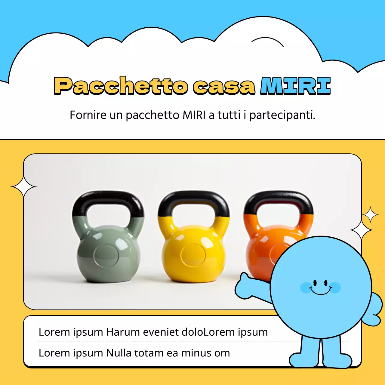 Reclutate sostenitori per i vostri allenamenti in casa con questo disegno azzurro e giallo.