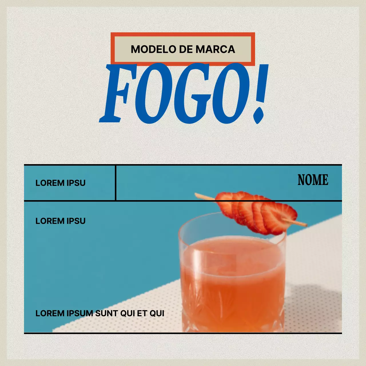Marca vintage em vermelho e bege