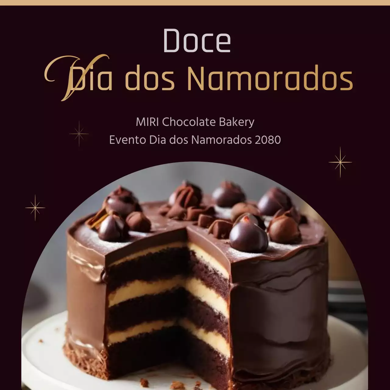 Folheto do Dia dos Namorados em castanho e bege com um toque de classe