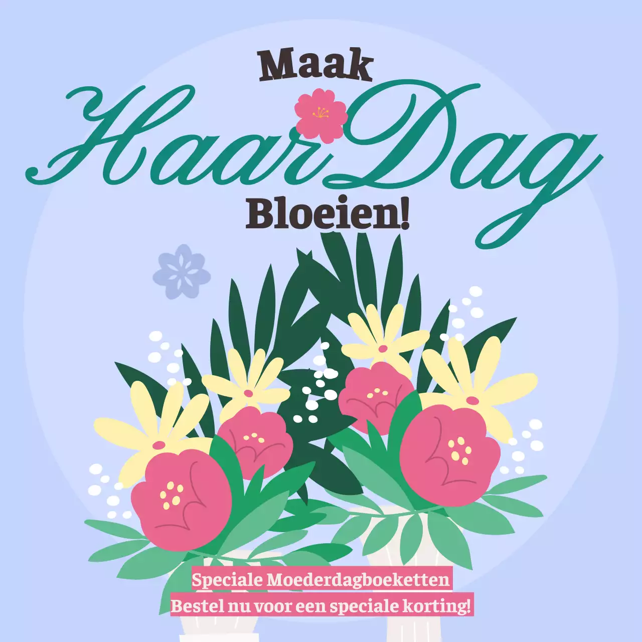 Lila en Roze Charmante Moederdag Bloemen Sale Advertentie